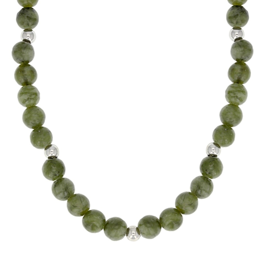 Connemara Marble Sterling Silver Tone Bead Necklace